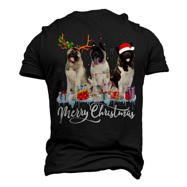 Merry Christmas American Akita Santa Light Reindeer Snow T-Shirt Men's 3D T-shirt Back Print