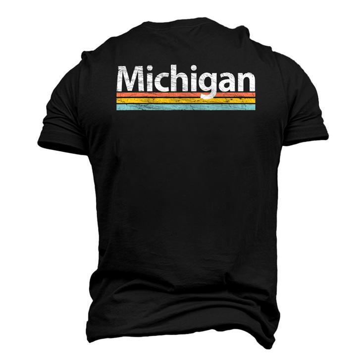 Michigan Mi Vintage Worn Retro Stripes Classic Men's 3D T-Shirt Back Print