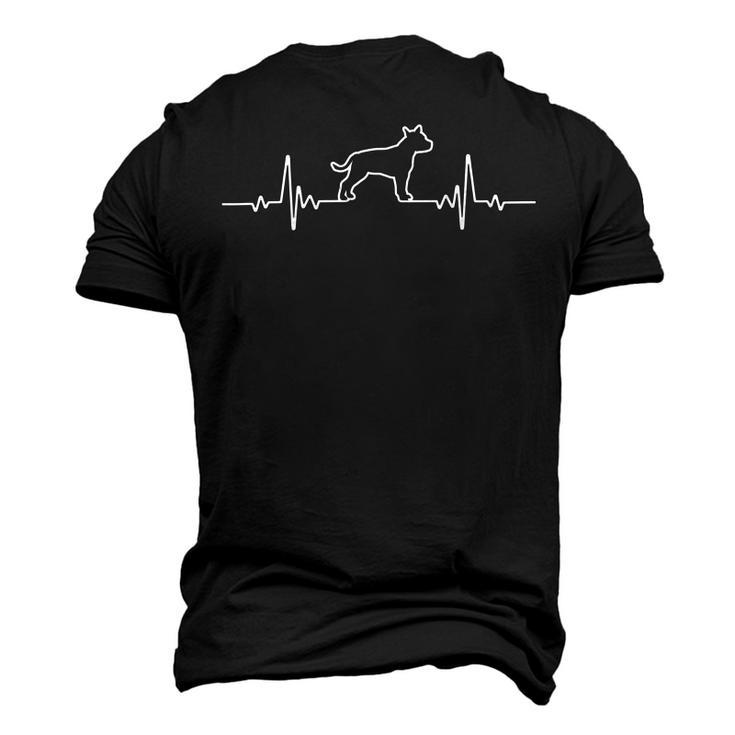 Minimalist Heartbeat American Staffordshire Terrier Men's 3D Print Graphic Crewneck Short Sleeve T-shirt