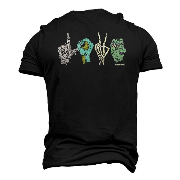 Monster Love Sign Language Spooky Men's 3D T-Shirt Back Print