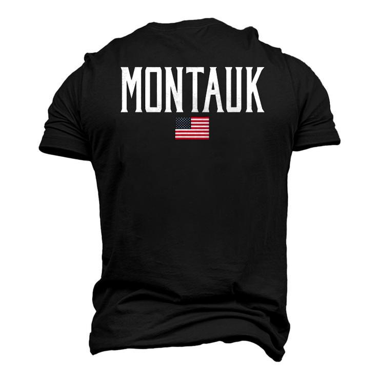 Montauk Ny American Flag Vintage White Text Men's 3D T-Shirt Back Print
