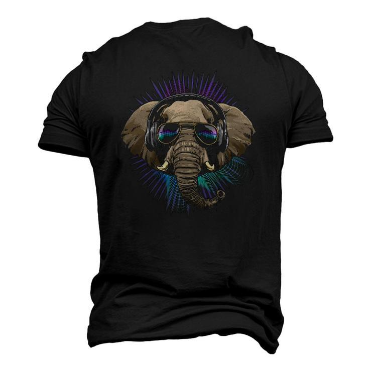 Music Elephant Dj With Headphones Musical Elephant Lovers Men's 3D T-Shirt Back Print