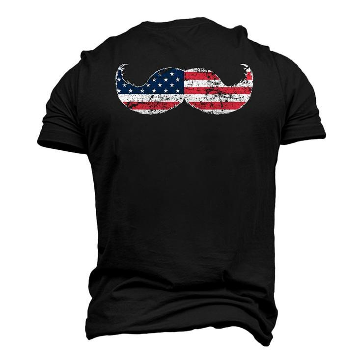 Mustache Silhouette American Flag Usa July 4Th Men's 3D T-Shirt Back Print