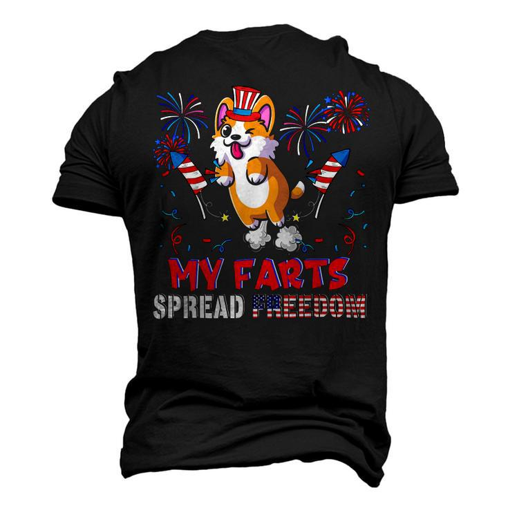 My Farts Spread Freedom Funny American Flag Corgi Fireworks Men's 3D Print Graphic Crewneck Short Sleeve T-shirt