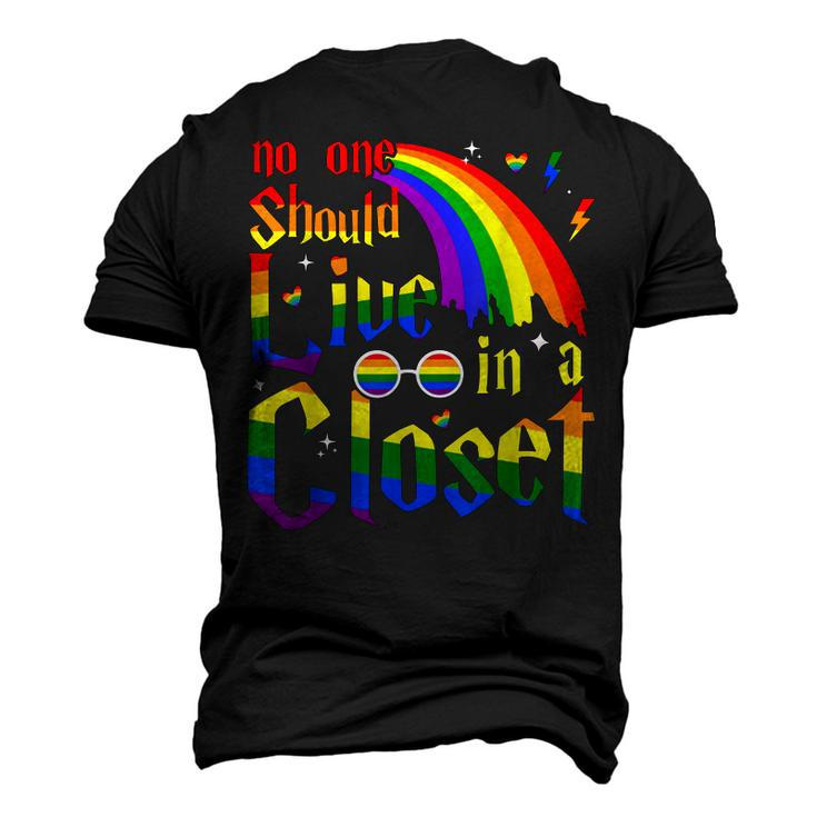 No One Should Live In A Closet Lgbt-Q Gay Pride Proud Ally Men's 3D T-Shirt Back Print