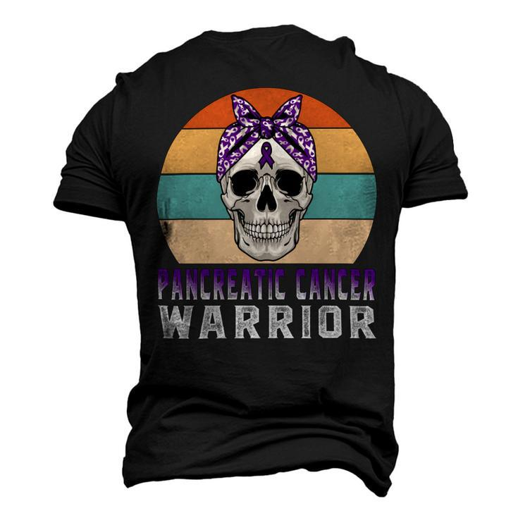Pancreatic Cancer Warrior  Skull Women Vintage  Purple Ribbon  Pancreatic Cancer  Pancreatic Cancer Awareness Men's 3D Print Graphic Crewneck Short Sleeve T-shirt