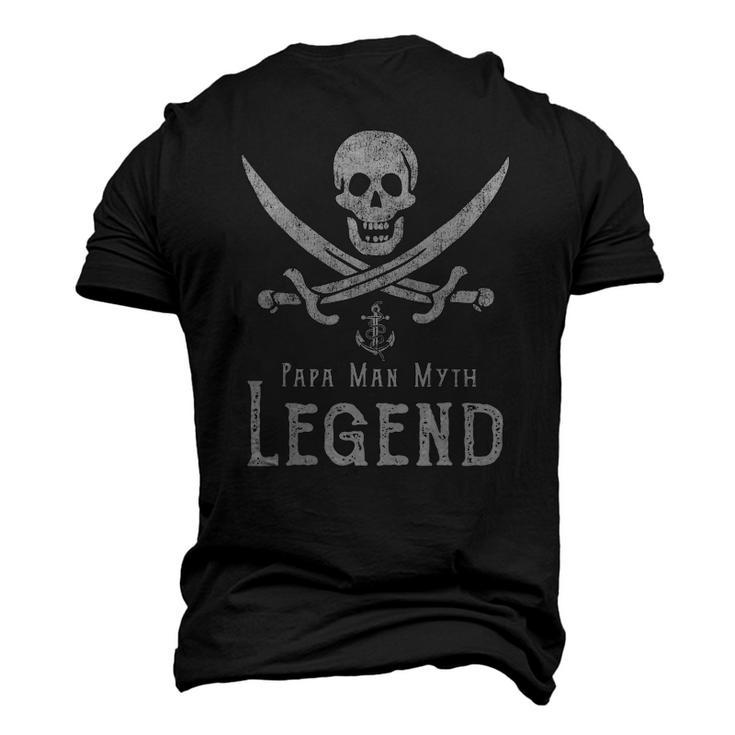 Papa Man Myth Legend Vintage Pirate Skull Sword Fathers Day Men's 3D T-Shirt Back Print
