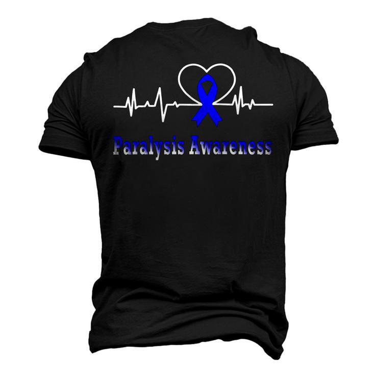 Paralysis Awareness Awareness Heartbeat  Blue Ribbon  Paralysis  Paralysis Awareness Men's 3D Print Graphic Crewneck Short Sleeve T-shirt