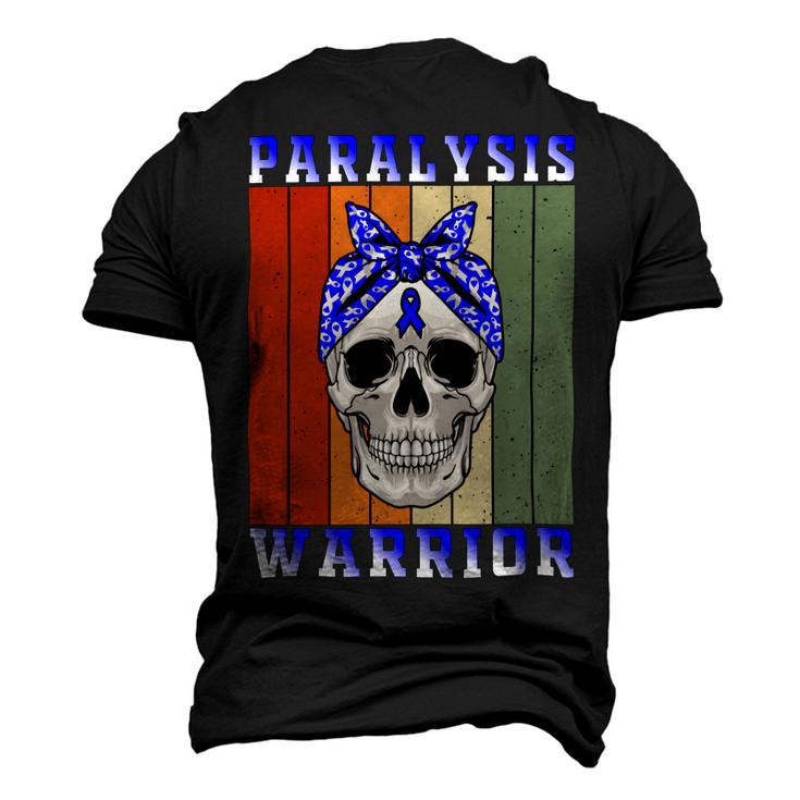 Paralysis Warrior  Skull Women Vintage  Blue Ribbon  Paralysis  Paralysis Awareness Men's 3D Print Graphic Crewneck Short Sleeve T-shirt