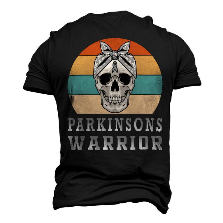 Parkinsons Warrior  Skull Women Vintage  Grey Ribbon  Parkinsons  Parkinsons Awareness Men's 3D Print Graphic Crewneck Short Sleeve T-shirt