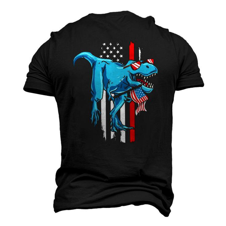 Patriotic 4Th Of July Kids Boys Dinosaurrex American Flag Men's 3D T-Shirt Back Print