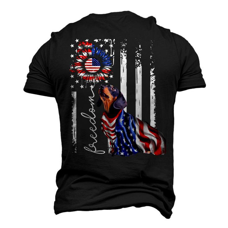 Patriotic 4Th Of July Weiner Dachshund Dog Freedom Men's 3D T-shirt Back Print
