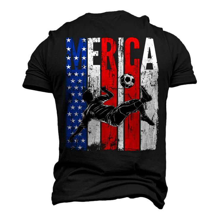 Patriotic American Flag Soccer Ball 4Th Of July Soccer Men's 3D T-shirt Back Print