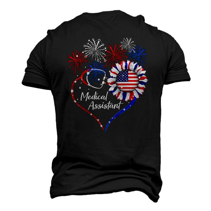 Patriotic Medical Assistant Sunflower 4Th Of July Usa Flag Men's 3D T-Shirt Back Print