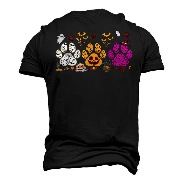 Paw Print Halloween Dog Candy Pumpkin Ghost Dog Lovers Men's 3D T-shirt Back Print