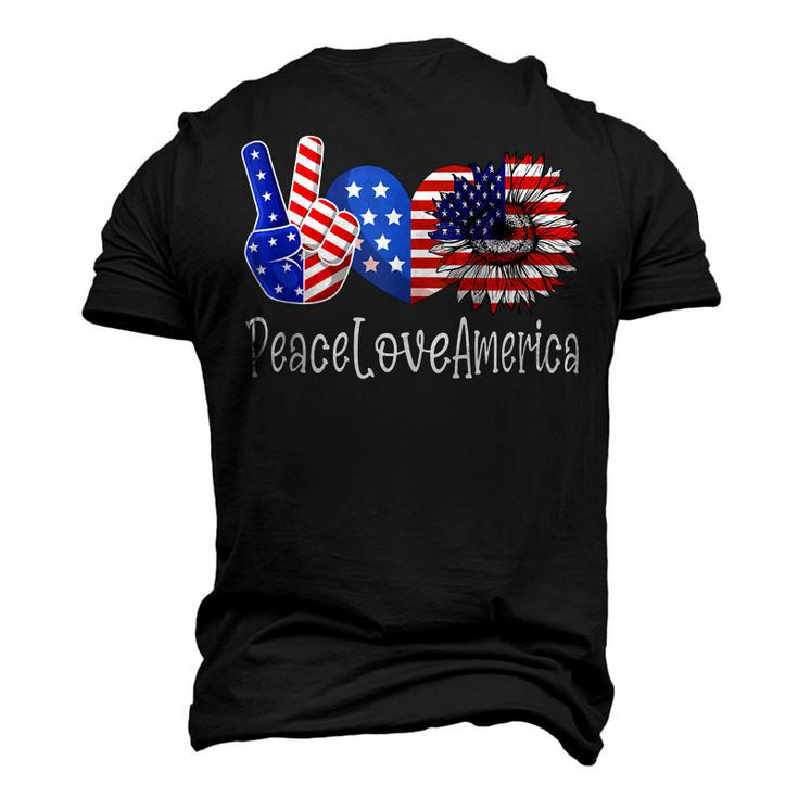 Peace Love America 4Th July Patriotic Sunflower Heart Sign V4 Men's 3D T-shirt Back Print