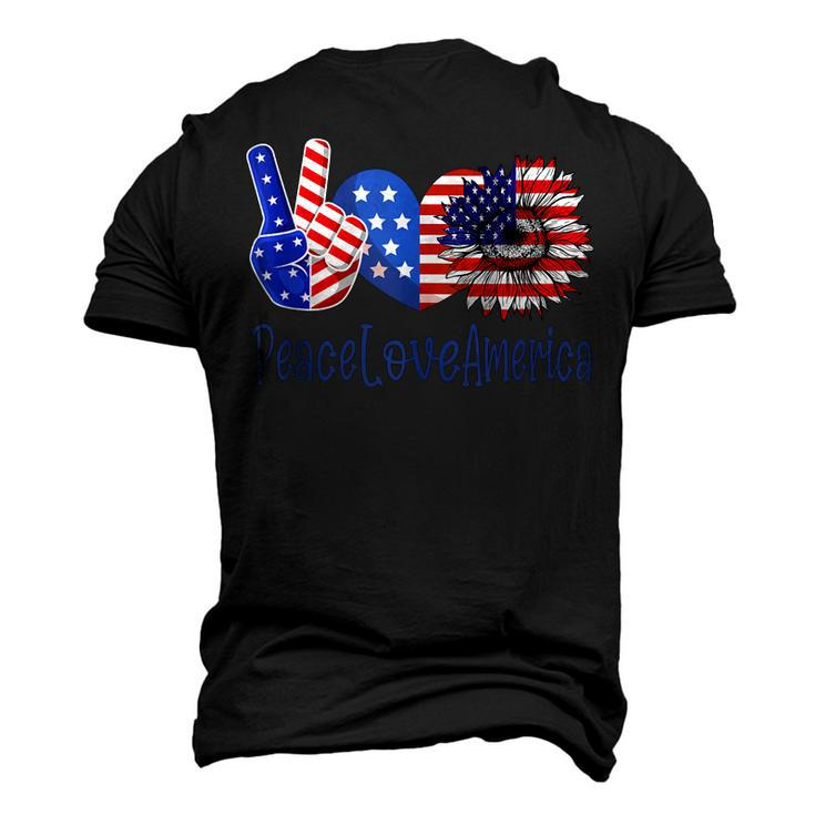 Peace Love America 4Th July Patriotic Sunflower Heart Sign V6 Men's 3D T-shirt Back Print