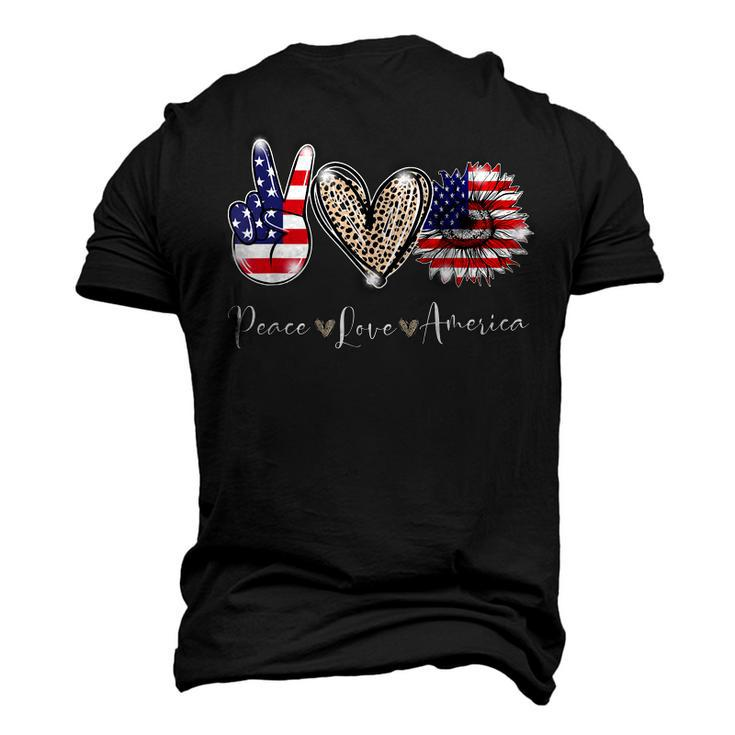Peace Love America 4Th July Patriotic Sunflower V2 Men's 3D T-shirt Back Print