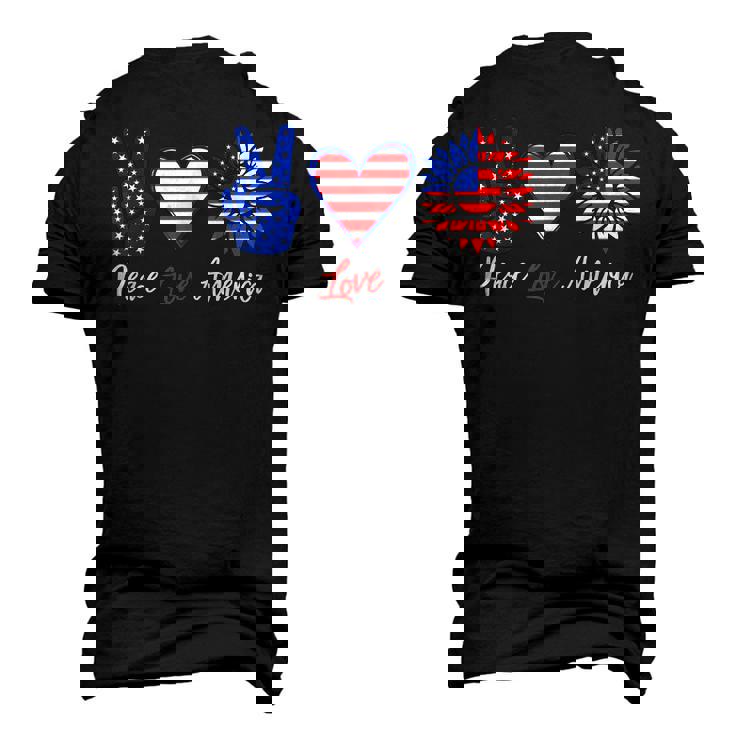 Peace Love America 4Th Of July Sunflower Men's 3D T-shirt Back Print