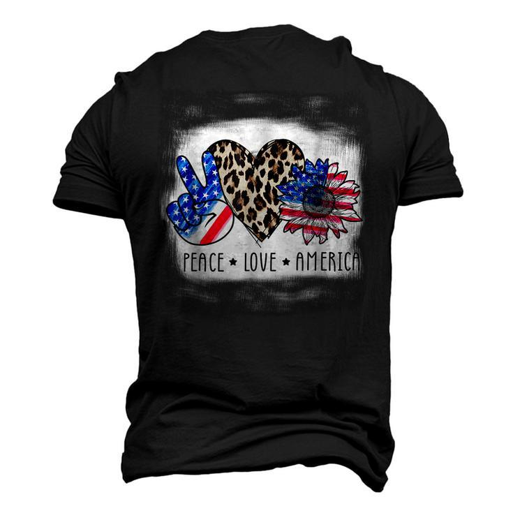 Peace Love America Bleached With Leopard Sunflower Us Flag V2 Men's 3D T-shirt Back Print