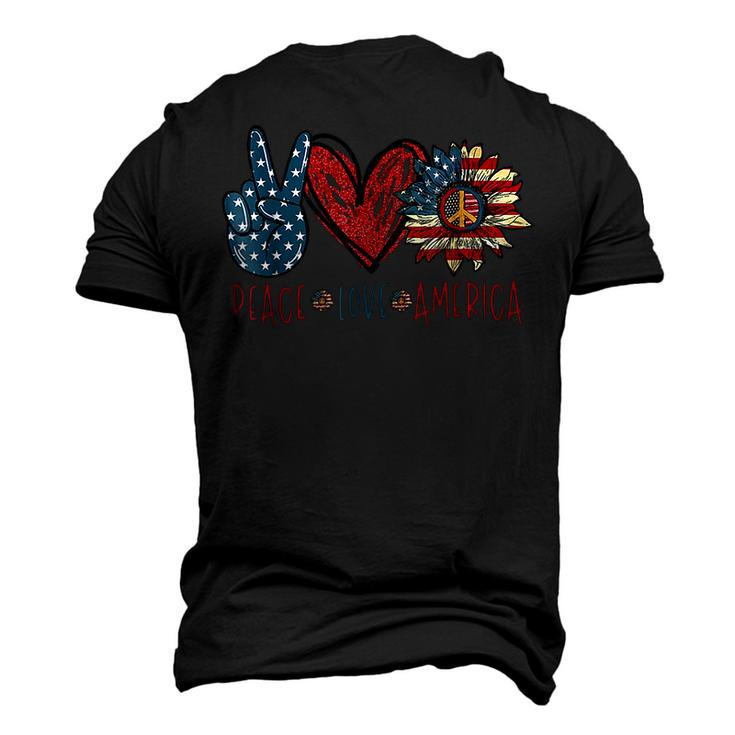 Peace Love America Sunflower Hippie 4Th Of July Men's 3D T-shirt Back Print