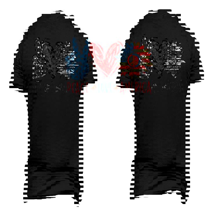 Peace Love America Sunflower Hippie 4Th Of July Men's 3D T-shirt Back Print