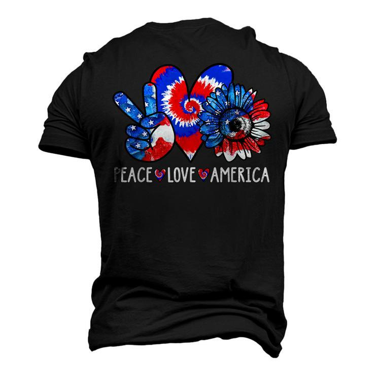 Peace Love America Sunflower Patriotic Tie Dye 4Th Of July Men's 3D T-Shirt Back Print