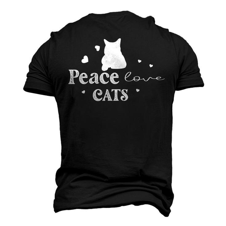 Peace Love Cats  Animal Lover  Cat Lover  Men's 3D Print Graphic Crewneck Short Sleeve T-shirt