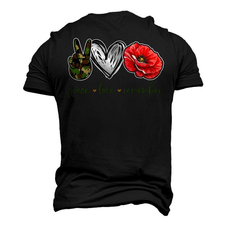 Peace Love Remember Red Poppy Flower Soldier Veteran Day T-Shirt Men's 3D Print Graphic Crewneck Short Sleeve T-shirt