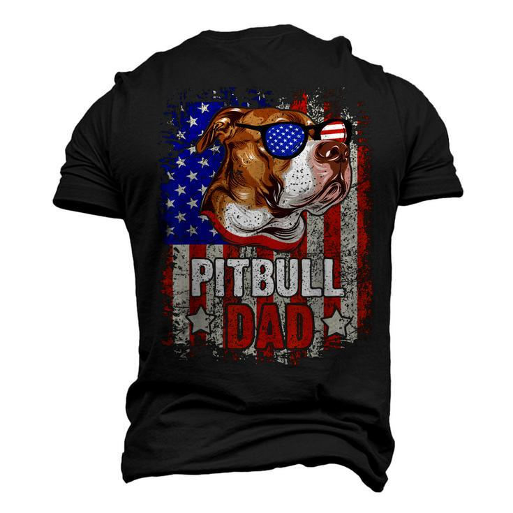 Pitbull Dad 4Th Of July American Flag Glasses Dog Men Boy Men's 3D T-shirt Back Print