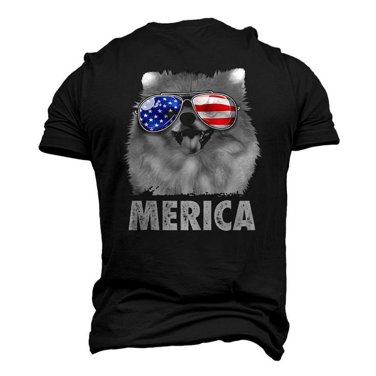 Pomeranian 4Th Of July Merica Men American Flag Pom Dog Men's 3D T-Shirt Back Print