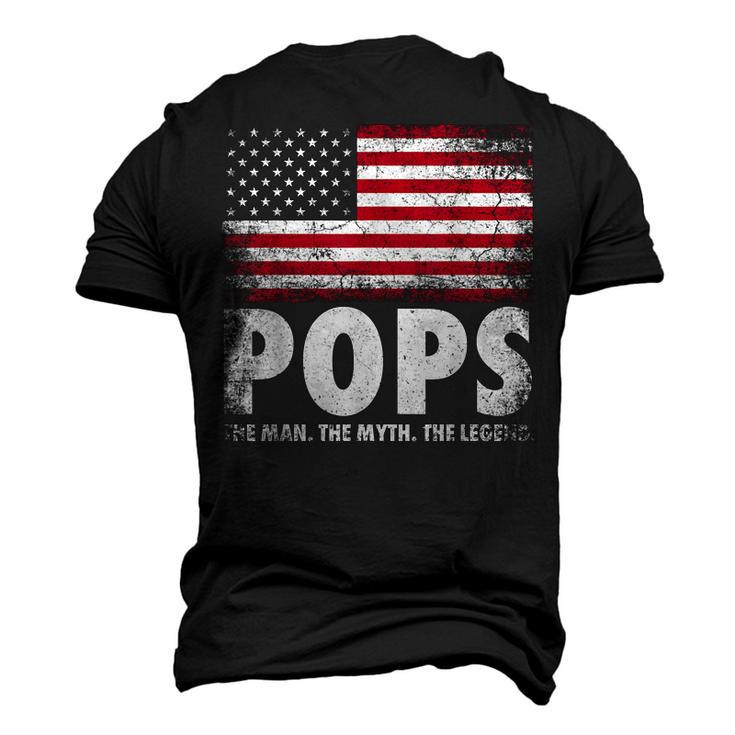 Mens Pops The Man Myth Legend Fathers Day 4Th Of July Grandpa Men's 3D T-shirt Back Print