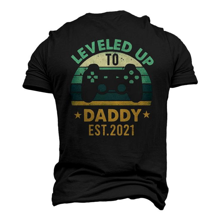 Promoted To Daddy Est 2021 Leveled Up To Daddy & Dad Men's 3D T-Shirt Back Print