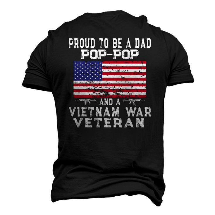 Mens Proud Dad Pop-Pop Vietnam War Veteran Retro Us Flag Grandpa Men's 3D T-Shirt Back Print