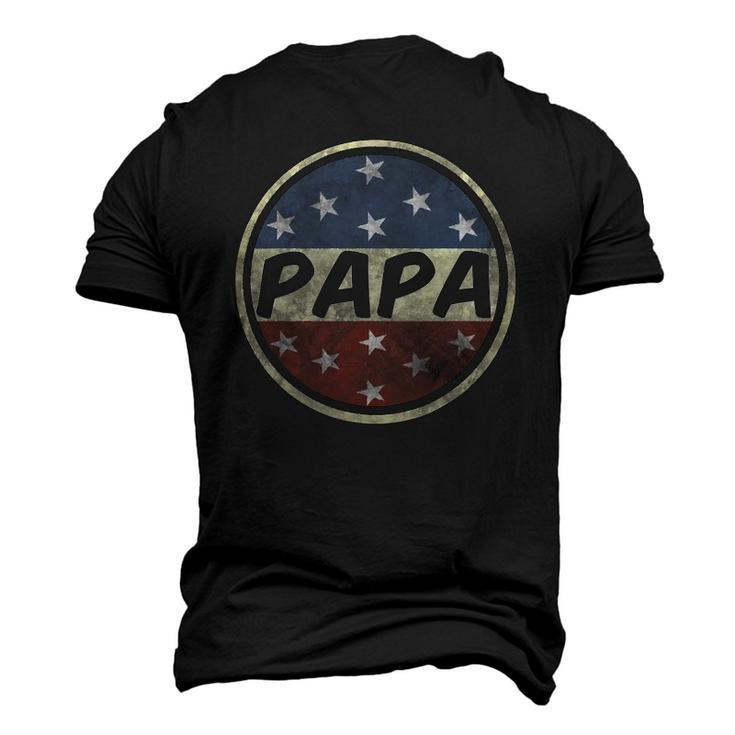Proud Papa Fathers Day American Flag Button 4Th Of July Men's 3D T-Shirt Back Print