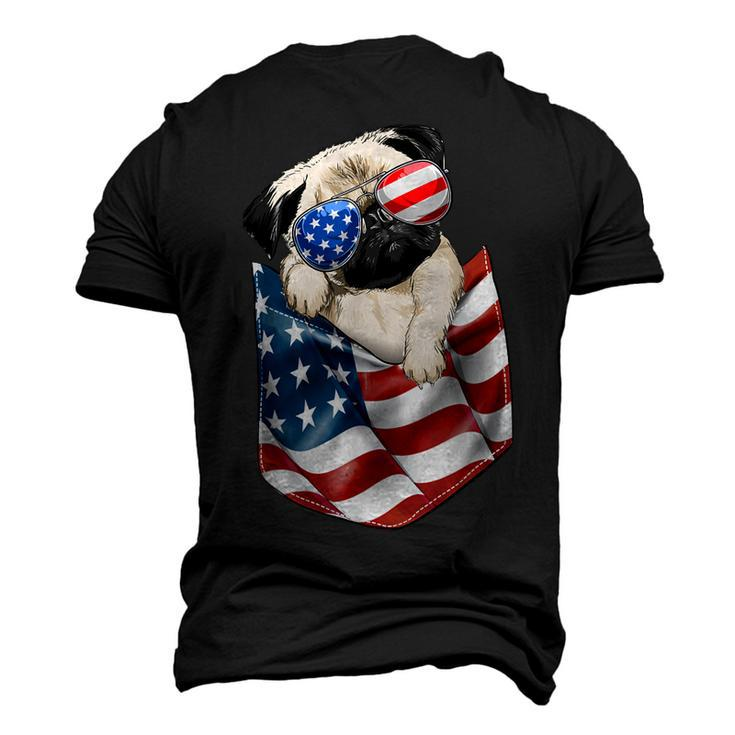 Pug In Pocket Dog 4Th July Men Women Kids Usa Flag Men's 3D T-shirt Back Print