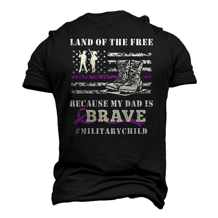 Purple Up Military Kids Land Of The Free Usa Flag Men's 3D T-Shirt Back Print