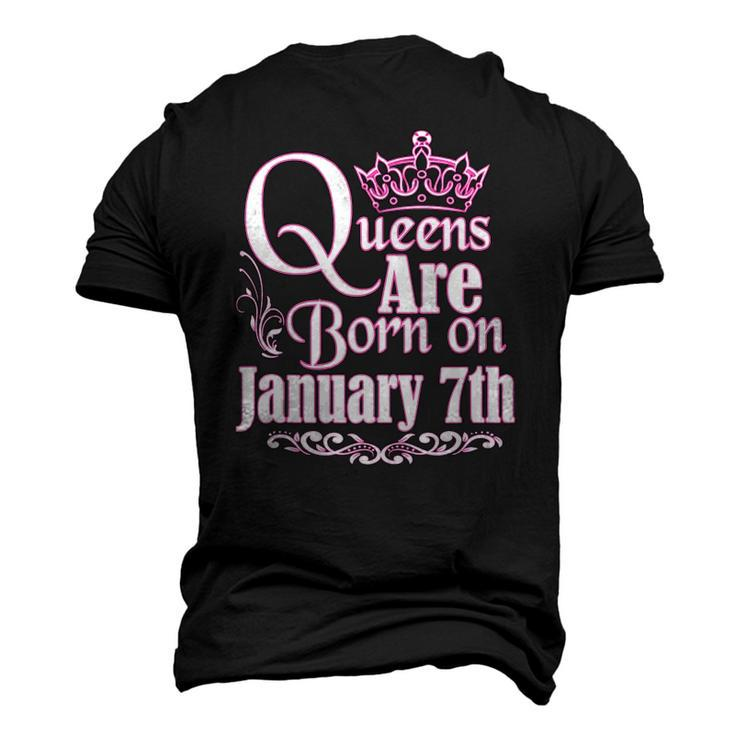 Queens Are Born On January 7Th Capricorn Aquarius Birthday Men's 3D T-Shirt Back Print