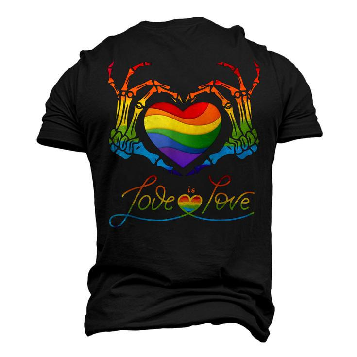 Rainbow Heart Skeleton Love Is Love Lgbt Gay Lesbian Pride Men's 3D T-Shirt Back Print