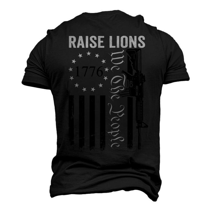 Raise Lions - Usa Patriotic Parenting Pro Guns Ar15 Gun Flag Men's 3D T-shirt Back Print