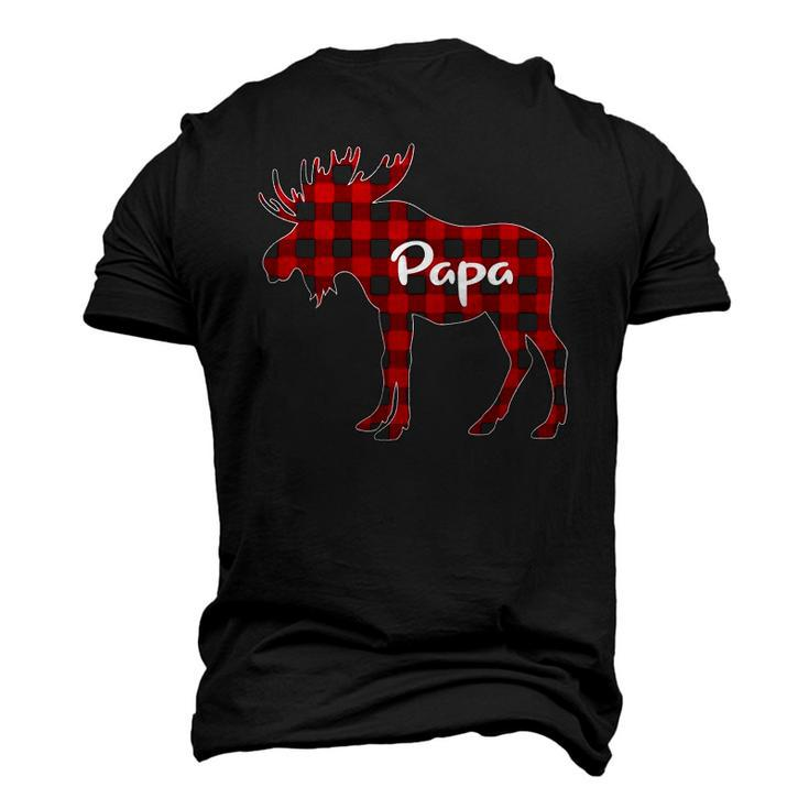 Mens Red Plaid Papa Moose Xmas Red Buffalo Pajama Men's 3D T-Shirt Back Print
