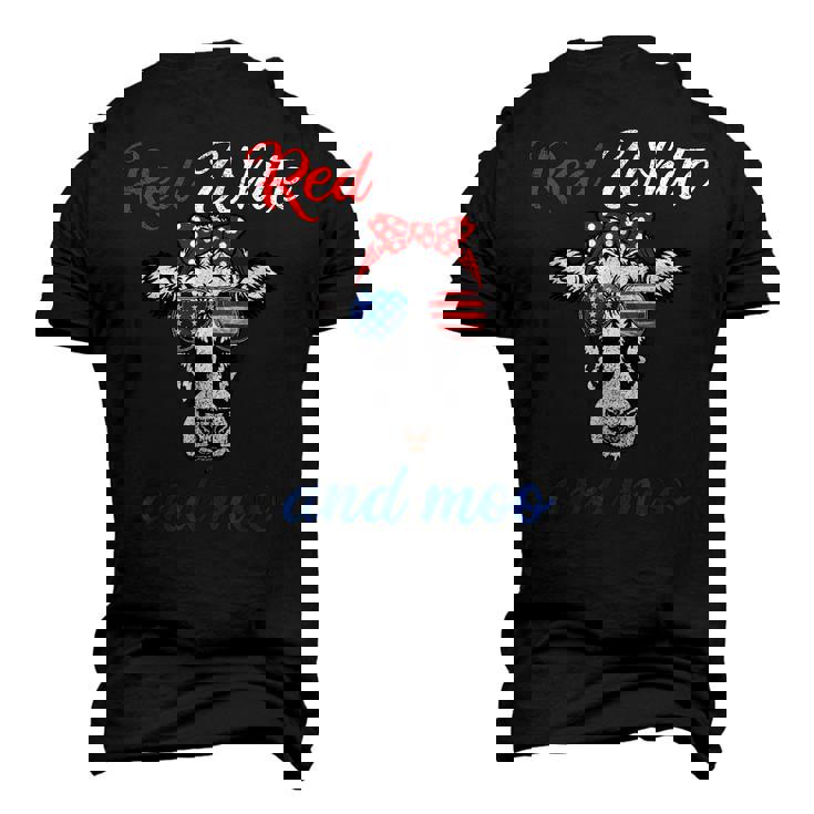 Red White & Moo 4Th Of July Apparel Usa Patriotic Cow Men's 3D T-shirt Back Print