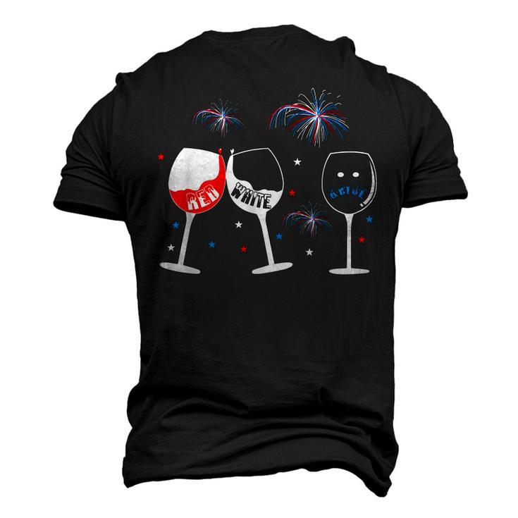 Red White And Blue Wine Glass For 4Th Of July Men's 3D T-shirt Back Print
