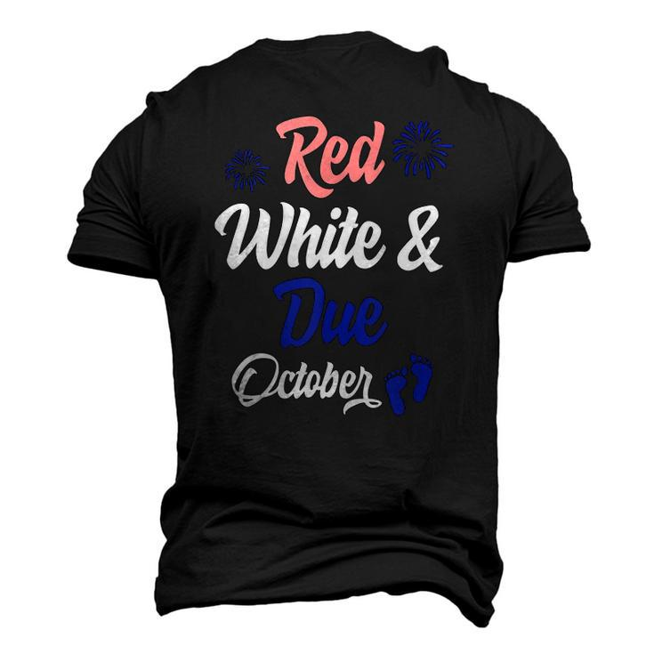 Red White Due October 4Th Of July Pregnancy Announcement Men's 3D T-Shirt Back Print