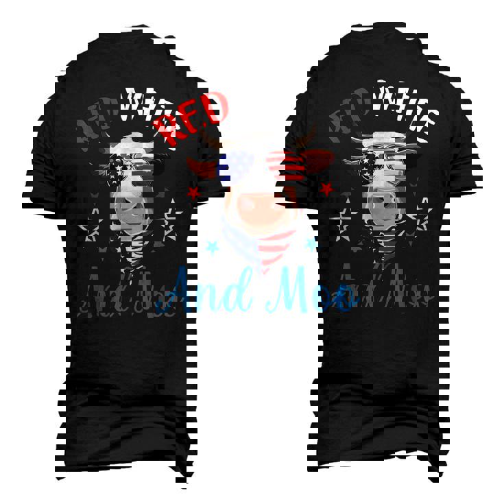 Red White And Moo 4Th Of July Cow Usa Flag Farmer Patriotic Men's 3D T-shirt Back Print