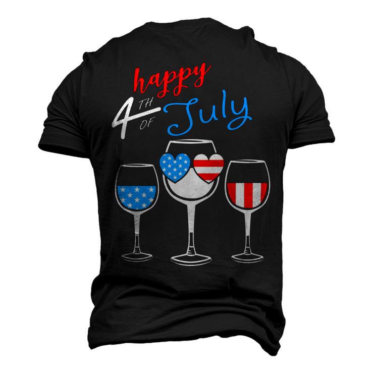 Red Wine  Blue  4Th Of July  Wine Red  White Blue Wine Glasses V4 Men's 3D Print Graphic Crewneck Short Sleeve T-shirt