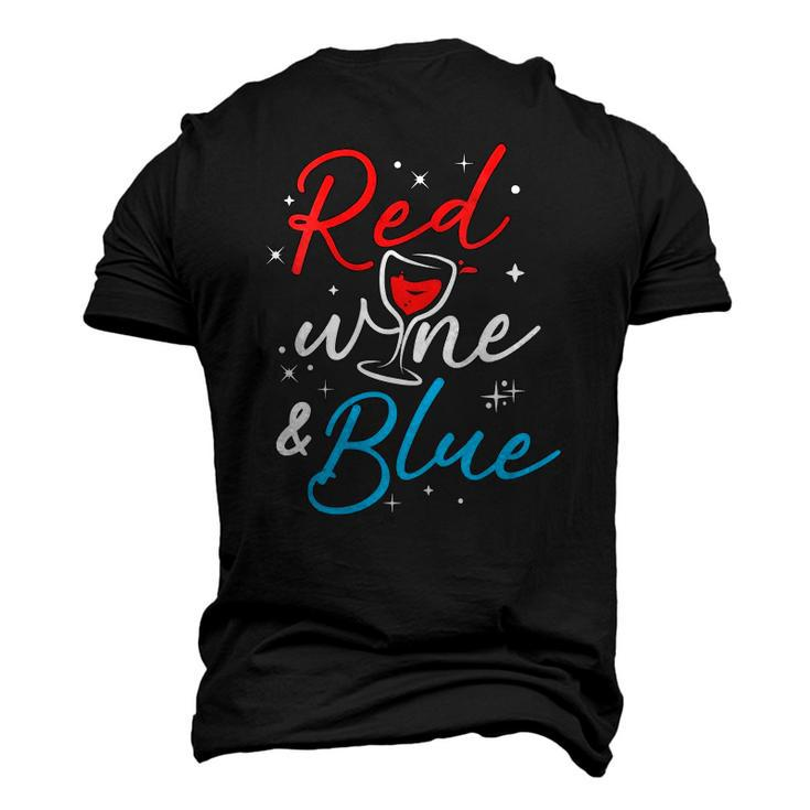Womens Red Wine And Blue V-Neck Men's 3D T-Shirt Back Print