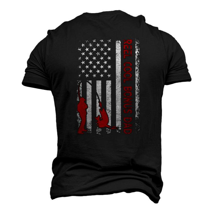 Reel Cool Bonus Dad American Flag Fishing Fathers Day Men's 3D T-Shirt Back Print