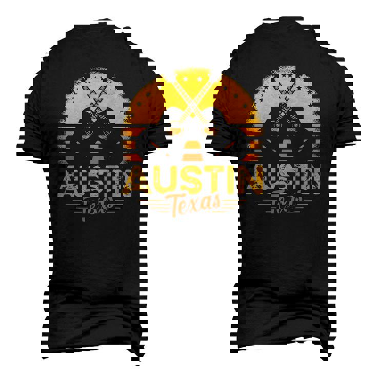 Retro Austin Texas Guitar Texas Men's 3D T-Shirt Back Print