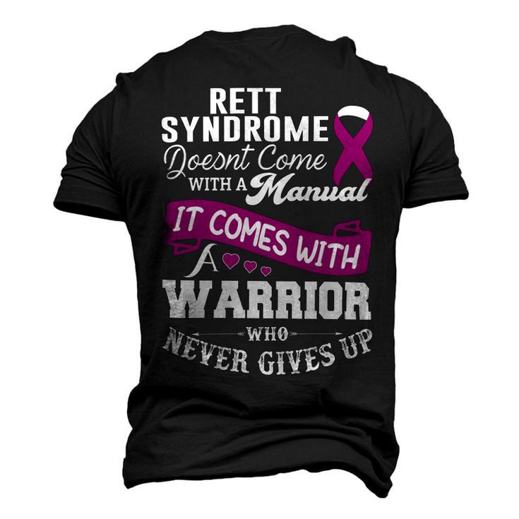 Rett Syndrome Doesnt Come With A Manual It Comes With A Warrior Who Never Gives Up  Purple Ribbon  Rett Syndrome  Rett Syndrome Awareness Men's 3D Print Graphic Crewneck Short Sleeve T-shirt